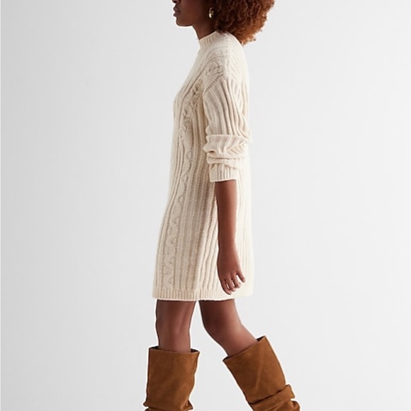 NWT Express Cable Knit Mock Neck Long Sleeve
Mini Sweater Dress, Size XL - Picture 3 of 6